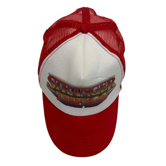 Netflix STRANGER THINGS Trucker Hat Red White Retro Style Mesh Snapback - Picture 3 of 9